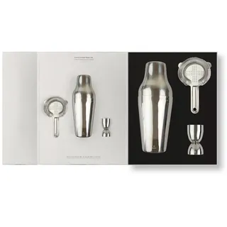 Society Paris French Cocktail Shaker Set 3-teilig aus Edelstahl in der Farbe Silber 600ml, Maße: ca. 31cm x 20cm x 10cm, BW_FCS_STL