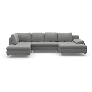 sit&more Wohnlandschaft "Latigo U-Form" mit Recamiere, wahlweise mit Bettfunktion und Bettkasten, grau