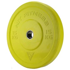 Hit Fitness Unisex-Adult 15kg Commercial Coloured Rubber Bumper Plate, Yellow, 510mm Diameter