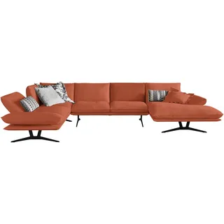 Dieter Knoll Wohnlandschaft , Orange , Leder , Echtleder , Anilinleder, Büffelleder , Uni , U-Form , 359x217 cm , Dgm , Typenauswahl, Fußauswahl, Lederauswahl, Stoffauswahl, seitenverkehrt erhältlich, Rücken echt , Wohnzimmer, Sofas & Couches, Wohnlandschaften, Wohnlandschaften in U-Form