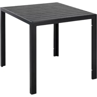Gartentisch Aluminium 75x75x72cm – Schwarz – WPC Tischplatte – Bistro- & Eettafel – Wetter- & Hitzebeständig – Für Garten, Terrasse & Balkon - Schwarz