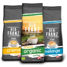 Der-Franz Kaffee Pack, gemahlen, 3 x 500 g, (1 x Crema, 1 x Melange, 1 x Crema Organic)