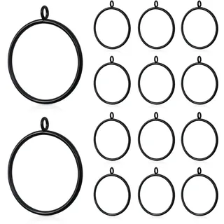 14 große Metall-Vorhangringe mit Ösen, 63 mm Innendurchmesser, mit Ösen, Duschvorhangringe, Drapierösen für Stange, geschlossene Vorhangringe, Vorhang-Clip-Ringe (schwarz)