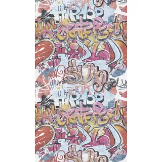 A.S. Création Kinderzimmer-Tapete Lilly & Luis - Strapazierfähige Vliestapete in Graffiti-Optik -1,59 m x 2,80 m - Bunt - Made in Germany – 770631