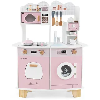 Costway Spielküchenset Rosa , Pink , Holzwerkstoff , 30x88x70 cm , Spielzeug, Kinderküchen