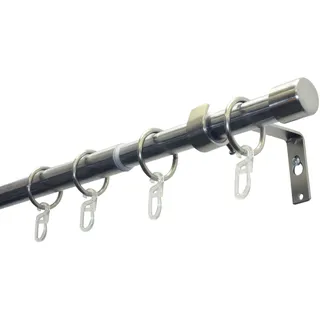 GARDINIA Vorhangstange Set Cap 1-läufig Ø 16 mm 190 cm Silber