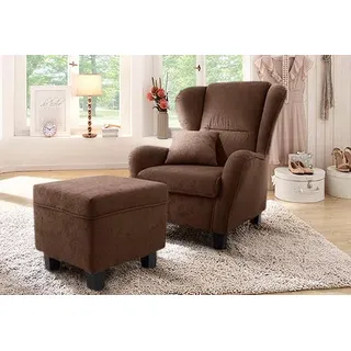 Home Affaire Ohrensessel »Oliver« Ohrensess,mit Hocker,Zierkissen,Klassische Form braun