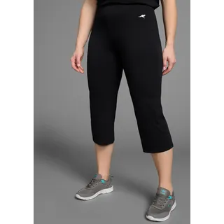Sporthose KANGAROOS, Damen, Gr. 44/46, N-Gr, schwarz, Jersey, Obermaterial: 95% Baumwolle, 5% Elasthan, unifarben, schmal 3/4-Länge, Hosen Sporthose, Große Größen, Topseller