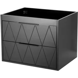 Hängender Waschbeckenunterschrank 60 cm breit, Waschtischunterschrank, Badezimmerschrank mit 2 Schubladen, Möbel für Gäste-WC, Badmöbel Set für Badezimmer, Unterschrank, Waschtisch, Schwarz - Schwarz