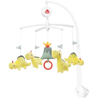 Fehn Musik-Mobile Happy Dino – Aufzieh-Mobile mit Spieluhr-Melodie „Brahms Wiegenlied“ und Figuren zur Beruhigung & Beschäftigung – Mit Bett-Befestigung für Babys von 0-5 Monaten