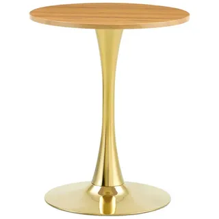 Beaok Beistelltisch 60/H 72 cm in Holzoptik und Goldfarben, rund , Schwarz , Holzwerkstoff , 60x72x60 cm , Wohnzimmer, Wohnzimmertische, Beistelltische