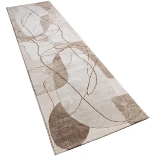 Paco Home Kurzflorteppich 80/300 cm Tuana 217 , Beige , Textil , Rechteckig , 80x300 cm , strapazierfähig, für Fußbodenheizung geeignet , Teppiche und Böden, Teppiche