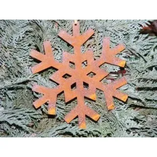 Rostikal 2er Set Weihnachtsdeko Schneeflocken zum Hängen Edelrost Fensterdeko hängend Gartendeko vintage - Silber