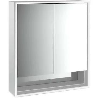 emco loft Lichtspiegelschrank mit Unterfach, 600mm, Aufputzmodell, aluminium/spiegel, 979805204, Ausführung: 2 Türen