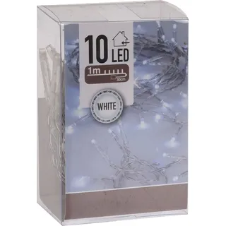 Lichterkette mit 10 LED in kalt weiß - 130 cm - Weihnachts Tischlichterkette Deko Innen Beleuchtung - Transparent