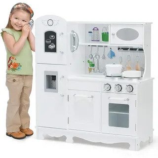 Costway Kinderküche Weiß , Holz , 30x89x79 cm , Spielzeug, Kinderküchen