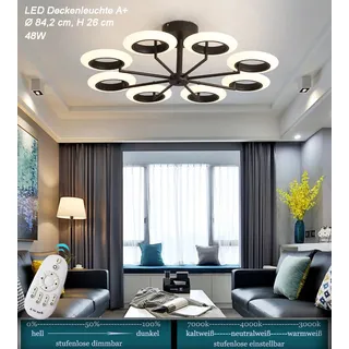 LED Deckenleuchte 9012X-8-kf Kaffeefarben mit Fernbedienung Lichtfarbe/helligkeit einstellbar Acryl-Schirm A+ LED Wohnzimmerleuchte