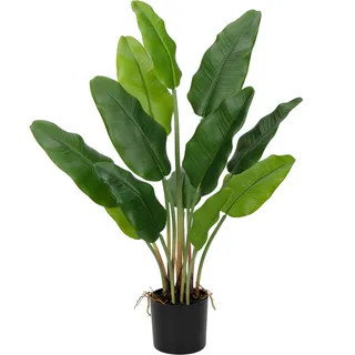 Hollyone 2 Stück Künstliche Pflanzen Paradiesvogel 76cm Groß Kunstpflanzen Wie Echt Plastik Grünflanze Tropischer mit Topf Künstlich Zimmerpflanze Palme Topfpflanze für Wohnzimmer Büro Deko