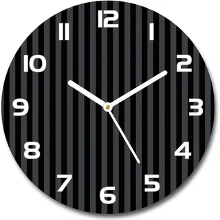 Wanduhr aus Glas 30fi Glasbild Glasuhr Gehärtetes Glas - weisse-zeiger - Black and gray stripes - Schwarz