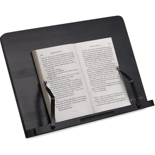 Navaris Buchständer kompatibel mit iPad - 34x24cm Buchhalter Buchstütze aus Bambus - Stand Halter für Buch Tablet - für Küche Schreibtisch - Schwarz