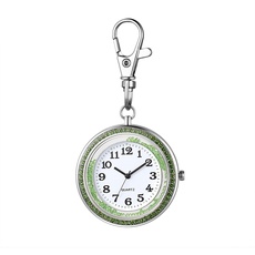 JewelryWe Taschenuhr mit Karabiner Schlüsselanhänger Quarz Analog Uhr Quarzuhr für Ärzte Krankenschwestern Sanitäter Köche Blau Weiß