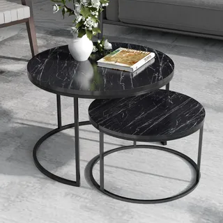 Couchtischset ’Skagen’ im 2er Set Marmor, schwarz - Schwarz