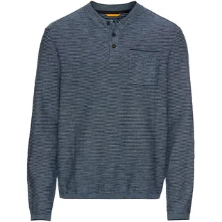 camel active Herren Henley Langarmshirt aus einem Baumwollmix Blau, Menswear-XXL