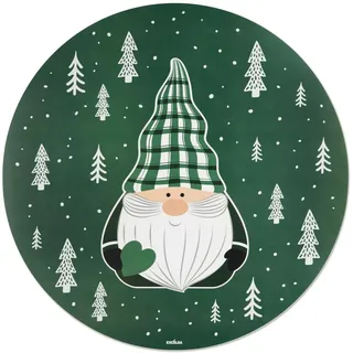 Excelsa Green Winter Amerikanische Weihnachts-Tischsets, 2 Stück, rund, 38 cm, grün mit Zwerg
