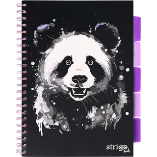 Strigo Blöcke Tiere Panda A4 Raster Notizbuch Schwarz 100k 80g PADS021