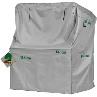 Mehr Garten Strandkorb Schutzhülle winterfest, 137x100x165/140 cm, grau, Oxford 600D Gewebe, Strandkorbhülle wasserdicht, UV-beständig und wetterfest, Abdeckung Strandkorb