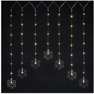 Spetebo LED Lichtervorhang Schneeflocke 120x70 cm - 47 LED warmweiß - Fenster Deko Lichterkette