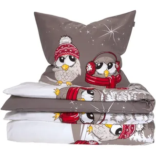 SCHIESSER Olsona Winterprint Grau 135 x 200 cm + 80 x 80 cm
