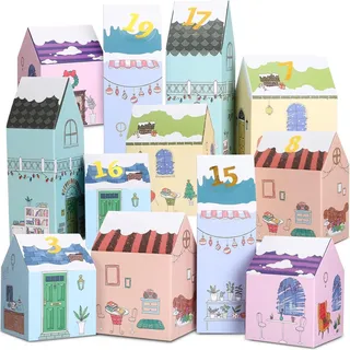 Adventskalender Boxen 24 niedliche Häuser Schachteln Weihnachtsgeschenk Kinder