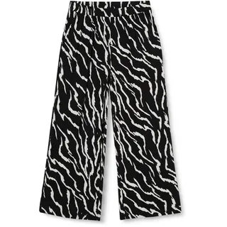 Kaffe Damen Women's Culotte Pants Printed Cropped Length Wide Legs Elastic Waist Hose, Black/Antique Zebra Print,