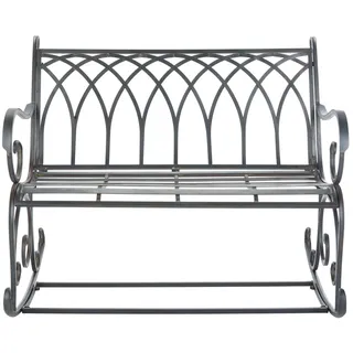 SAFAVIEH Rustikal Gartenbank Eisen, Schwarzer Rost, 110 x 85 x 95 cm
