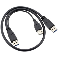 Cablecc USB 3.0 Typ A auf Dual Typ-A Extra Power Y-Kabel zwei A Stecker auf USB Stecker für externe Festplatte Super Speed 5Gbps