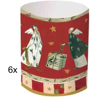 Tischleuchten 6x Transparent Windlichter Weihnachten Engel SilkeLeffler 7,8cm