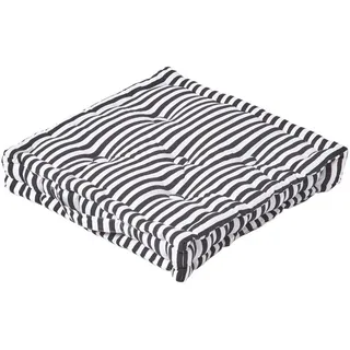 Homescapes Sitzkissen schwarz-weiß gestreift 50/50/10 cm , Schwarz , Textil , Gestreift , Füllung: Polyester , Quadratisch , 50x10x50 cm , Oeko-Tex® Standard 100 , Heimtextilien, Wohntextilien, Kissen
