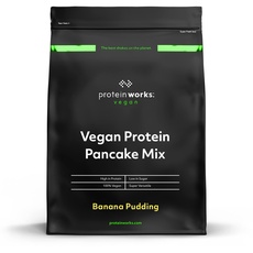 Protein Works Veganer Protein Pancake Mix | Wenig Zucker, hoher Proteingehalt, langsam freigesetzte Kohlenhydrate, Bananenpudding, 500g