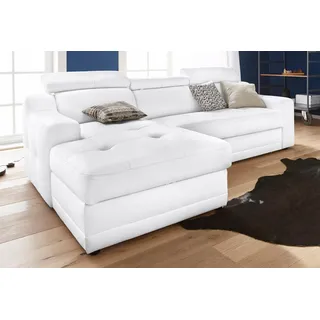 exxpo - sofa fashion Ecksofa »Lotos, bequem und funktionell, Federkern, Breite 242cm, L-Form« mit Kopf- bzw. Rückenverstellung, wahlweise mit Bettfunktion, weiß