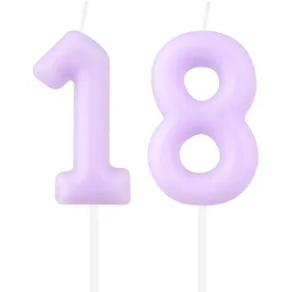 Geburtstagskerzen mit Macaron-Zahlen, Pastellviolett, 18. Geburtstag, Macaron-Kerzen, lila Zahl 18, Kerze für Kuchen, Macaron-Kuchenkerzen, Kuchendekoration für Mädchen und Jungen, 18. Geburtstag,