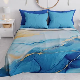 PETTI Artigiani Italiani - Tagesdecke für Einzelbett, Frühling und Sommer, leichte Decke für Einzelbett, hellblau, 100% Made in Italy