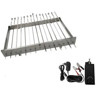 walexo Spießdreher (universell), incl. 15 Edelstahlspieße mit Motor 3-12V/10W (regelbar)