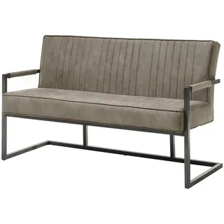 LINDA Sitzbank mit Rückenlehne, Taupe - Esszimmerbank gepolstert | 160 x 93,5 x 67 cm (B/H/T), Microfaserbezug mit Ziernähten, anthrazitfarbenes Gestell, Sitzhöhe 53 cm, Wohn- und Essbereich