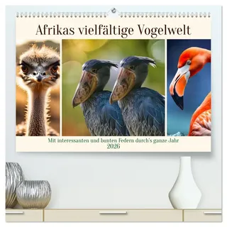 Afrikas vielfältige Vogelwelt (hochwertiger Premium Wandkalender 2026 DIN A2 quer), Kunstdruck in Hochglanz: Mit interessanten und bunten Federn durch's ganze Jahr (CALVENDO Tiere)