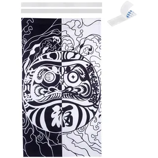 CoolChange Japanischer Daruma Türvorhang | 85x150cm | Tür Noren aus Stoff | Schwarz/Weiß