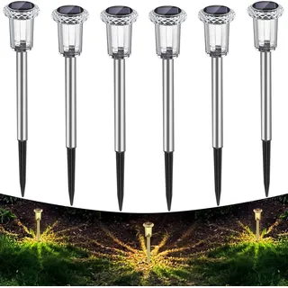 Solarlampen für Garten und Außenbereich, IP65 LED-Lampen für Rasen und Boden (warmweiß), 6 Stück