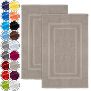 NatureMark 2er Pack Badvorleger Badematte | Premium Qualität | 100% Baumwolle | 50 x 80 cm | Duschvorleger Duschmatte Doppelpack | Farbe: Sand/Beige