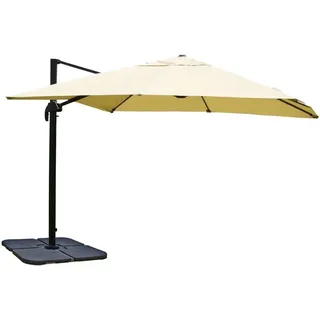 MCW Ampelschirm A96 3x3m Alu/Stahl Creme mit Ständer