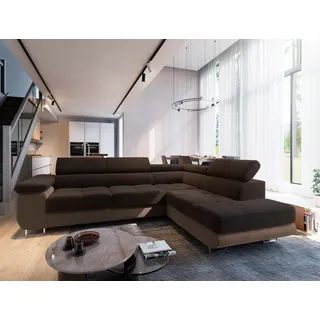 masseno Eckcouch Polyester 2-Sitzer Braun